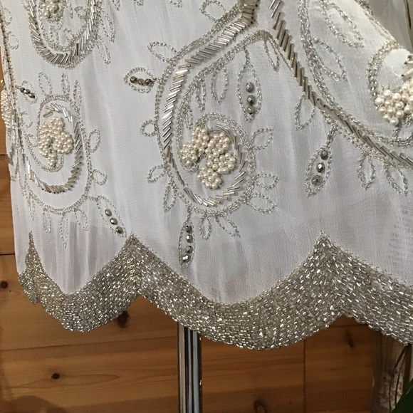 FREE PEOPLE OFF WHITE  CRYSTALS & TINY PEARLS DRESS - Picture 8 of 12